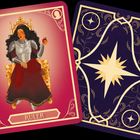 Vorderseite: "Ruler" in Großbuchstaben. Illustration: Person in Rüstung auf goldenem Thron, hält einen roten Apfel.