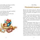 Links ein Gedicht über Süßwaren und Lebkuchen, darunter eine Illustration eines Hamsters auf Gebäck. Rechts ein Text über Plätzchen.