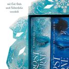 "Mit Cut-Outs und Silberfolie veredelt" in einer stilvoll gestalteten Verpackung mit eisblauem Design und Schneeflocken.