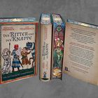 "Der Ritter und der Knappe", Autoren: Bernhard Hennen, Sam Feuerbach. Bunte mittelalterliche Illustration mit Ritter.