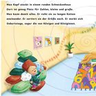 Text beschreibt Max, der in einem Schneckenhaus Zahlen sortiert. Bunte Zahlen an Wand und Boden, Max sitzt auf Kissen, lächelnd.