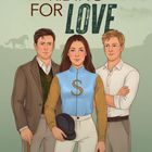 „Riding for Love“, Eva Maria Höreth. Drei Personen in eleganter Kleidung, im Hintergrund galoppierende Pferde.