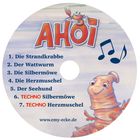 Text über Strandtiere; Titel "AHOI". Zeichnung mit Musiknoten und einem lächelnden Wattwurm. Web-Adresse: emy-ecke.de.