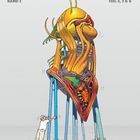 Oben steht "INSIDE MŒBIUS BAND 2 TEIL 4, 5 & 6". Ein Mann betrachtet eine bunt gezeichnete, hohe, fremdartige Kreatur.