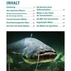 Inhaltsverzeichnis mit Themen zum Waller. Darunter ein Wels mit Barteln im Wasser, leicht von der Seite betrachtet.