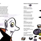 Texte: "wenn dann" und "batmans naschschwäche demaskiert". 

Illustration: Ein Vampirgesicht links und Süßigkeiten rechts.