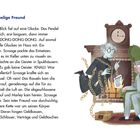 "Der gruselige Freund" steht oben. Ein Geist in Ketten schwebt vor einem älteren Mann auf einem Sessel, vor einem Kamin.