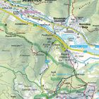Karte der Region um Jesenice. Städte, Straßen und Flüsse sind markiert, ebenso Wanderwege und Höhenangaben.