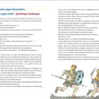 **Hephaistos gegen Skamandros, Hektor gegen Achill – jede Menge Zweikämpfe**  
Text über Achill, Agamemnon und Kämpfe der Götter. Rechts unten Illustration zweier kämpfender Krieger.