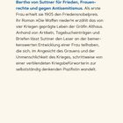 Text über Bertha von Suttner und ihre Friedensarbeit. Unterer Rand: Preisangabe 9,95 € und ISBN 978-3-7306-1605-5.