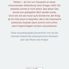 Text beschreibt Clausewitz' Ansicht: "Krieg ist Fortsetzung der Politik." Ausgabe konzentriert sich auf zentrale Kapitel. ISBN und Preis am unteren Rand.