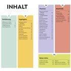 INHALT. Einführung, Highlights, Themen, Stadtteile, Reise-Infos mit passenden Seitennummern. Tabellenlayout.