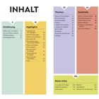 Inhalt mit Kategorien: Einführung, Highlights, Themen, Stadtteile, Reise-Infos. Seitenzahlen für jede Kategorie sind angegeben.