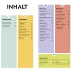 INHALT: Einführung, Highlights, Themen, Stadtteile, Reise-Infos. Kapitelnummern und Seitenzahlen angegeben.