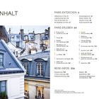 Inhaltsverzeichnis mit Kapiteln zu Paris. Darunter "Paris entdecken" und "Paris erleben". Im Hintergrund Pariser Dächer.
