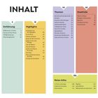 INHALT: Einführung, Highlights, Themen, Stadtteile, Reise-Infos. Enthält detaillierte Seitenzahlen für jede Kategorie.