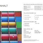INHALT: Malaysia & Singapur entdecken, Malaysia erleben, Singapur erleben, Reise-Infos. Links: Bunte Treppen mit Person.
