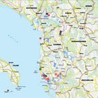 Kartenansicht: Albanien in der Mitte, umgeben von Montenegro, Kosovo, Serbien, Nordmazedonien, Griechenland und Italien. Adria links.