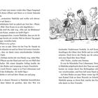 Textauszug über Mathilda, die von anderen Schülern gestört wird; Illustration zeigt drei Schüler nahe einem Fahrrad.