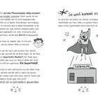 Links: Gefühle eines verkannten Katers und Entschluss, Superkater zu werden. Rechts: Zeichnung eines katzenförmigen Superhelden über einem Gebäude mit „Tierheim“.