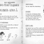 Texte: "Nicht schiefgegangenen Tagebuch meiner Erfindungen. Das Monster-Alpaka." Illustration: ein Alpaka mit Blitzen.