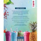 "EISKALT ERFRISCHT!" steht oben. Vier bunte Slushies mit Strohhalmen, dekoriert mit Minze, Granatapfelkernen und Ananas.