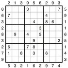Eine Sudoku-Gitterbox von 9x9 mit Zahlen 1 bis 9 in einigen Feldern und passenden Regalen um das Raster.