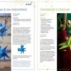 "Strahlend blau & neu interpretiert", "Orientalisch & effektvoll", links blaue Papiersterne, rechts grüner Sternanhänger.