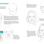 Schritt-für-Schritt-Anleitung zum Zeichnen eines weiblichen Gesichts von vorn, inklusive Skizzen und "Gut zu wissen"-Tipps.