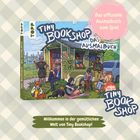 "Das offizielle Ausmalbuch zum Spiel", Illustration eines gemütlichen Camping-Buchladens mit Menschen und Tieren.