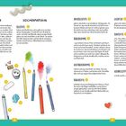 "So geht's: Zeichnen, Zeichnenmaterial. Bleistifte, Druckbleistifte, Radiergummis, Knetradiergummis, Radierstifte, Anspitzer, Buntstifte, Aquarellstifte."

Das Layout zeigt zwei informative Abschnitte mit erklärenden Texten über verschiedene Zeichenutensilien. Illustrationen von Schreib- und Zeichenwerkzeugen befinden sich unter den Beschreibungen.