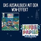 „Das Ausmalbuch mit dem Wow-Effekt“. Magisches Papier. Ninja-Illustration mit versteckten Mustern und Motiven.