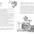 Kapitel 2: Justinus. Illustration eines Opas im Rollstuhl mit einem Biber daneben. Sie sitzen draußen, Opa wirkt freundlich.