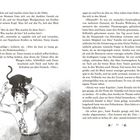 Seite mit Text in deutscher Sprache und einer Illustration: Ein Junge mit erschrockenem Gesicht hält eine schwarze Katze auf dem Kopf.