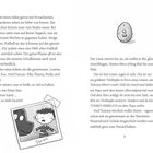 Seite 7 zeigt Text über eine Schulklasse, Sören und viele Saurier, sowie einen illustrierten Eier-Button mit einer Eins.