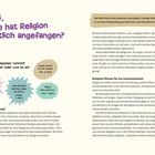 "4. Wie hat Religion eigentlich angefangen?" Großer Titel über religiöse Vorbilder. Zitate von Kindern über ihre Vorbilder.
