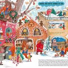 "Hurra, der erste Schnee ist da!" Eine Winterlandschaft mit Tieren, die geschäftig Werkstätten und Häuser schmücken.