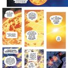 Comic-Panels mit Dialogen über technische Probleme in Raum und Zeit sowie Fragen zur Ankunft der Justice League.