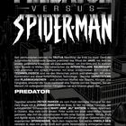 Titel: "Predator versus Spider-Man". Beschreibungen von Yautja und Peter Parker, deren Fähigkeiten und Hintergrundgeschichten.