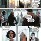 "Metropolis: Der Tag, an dem der Planet explodierte." Illustration: Stadt, Büro, Menschen diskutieren über Medien und Wahrheit.