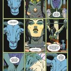 Neun Comic-Panels: Dialoge zwischen einer Frau, einer Ziege und weiteren Charakteren. Starke Kontraste und intensive Farben.