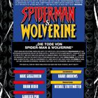 "SPIDER-MAN & WOLVERINE", "Die Tode von Spider-Man & Wolverine". Credits: Marc Guggenheim, Kaare Andrews. Hintergrund: Spinnweben.