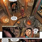 "Das Sanctum, Asgard, jetzt. DER TROLL. Zwei Figuren in einem hölzernen Raum mit Kamin, Bücherregalen und Schildern. Dramatische Szene."