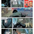 Comic mit Texten wie "Hallo, Gotham City", "Wo ist dein Zentrum?", Motorradfahrer in urbaner Nachtkulisse.