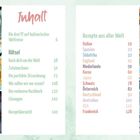 "Inhalt", "Rezepte aus aller Welt" mit Länderliste, "Rätsel". Links Fotos von Speisen, rechts drei weitere Essensbilder.