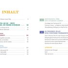 Inhaltsverzeichnis mit Kapiteln zu Bewegung, Motivation, Ernährung, Training ab 50 und 12-Wochen-Plan. Farbenfrohes Design.