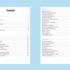 Inhalt, Grundrezepte, Juist, Amrum, Norderney. Vorwort, Mürbeteig, Apfelsaure usw. Seite 5–94. Drei Spalten auf hellblauem Hintergrund.