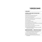 Verzeichnis mit drei Hauptbereichen: Vorwort, Grundlagen der Psychologie, Berufgruppen - Wer bei was hilft. Seitenzahlen 7-31.