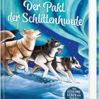 "Anna Lisa Kiesel, Der Pakt der Schlittenhunde" und "Das geheime Leben der Tiere: Arktis". Illustration von Schlittenhunden unter Polarlichtern.