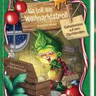 "Na toll, ein Weihnachtstroll", Annette Moser, "Geheimnisse auf dem Dachboden", Illustration eines grünen Trolls mit Schatztruhe.